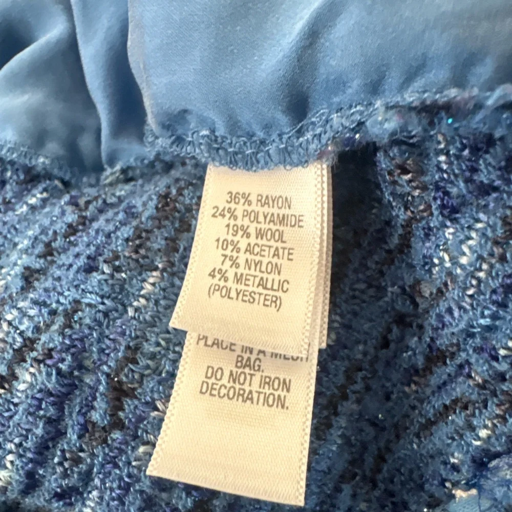 St. John Blue Bouclé Knit Blazer with Rhinestone Buttons - Picture 9 of 9